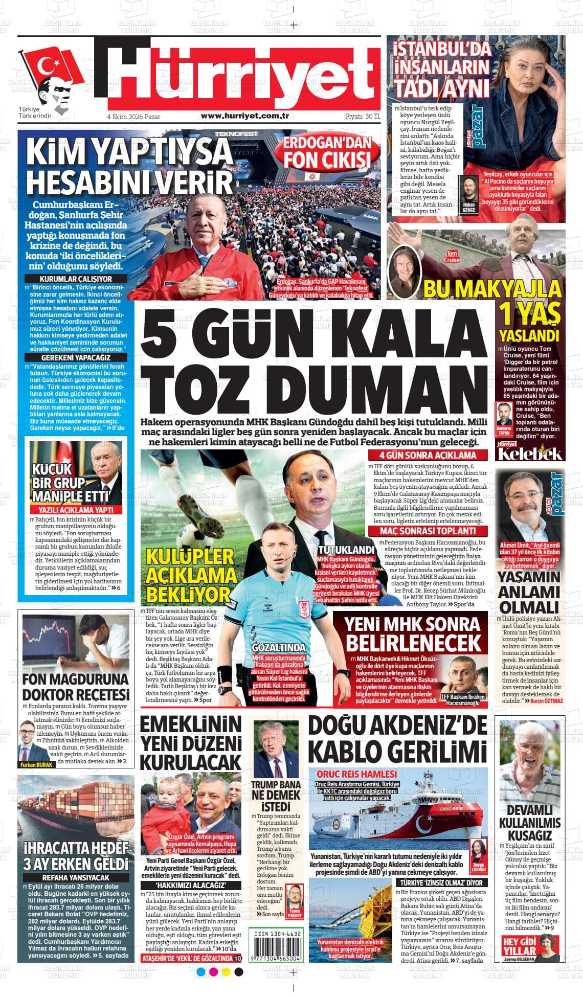 HÜRRİYET gazetesi birinci sayfası