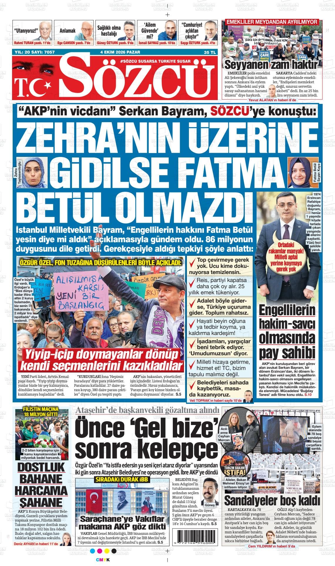 SÖZCÜ gazetesi birinci sayfası