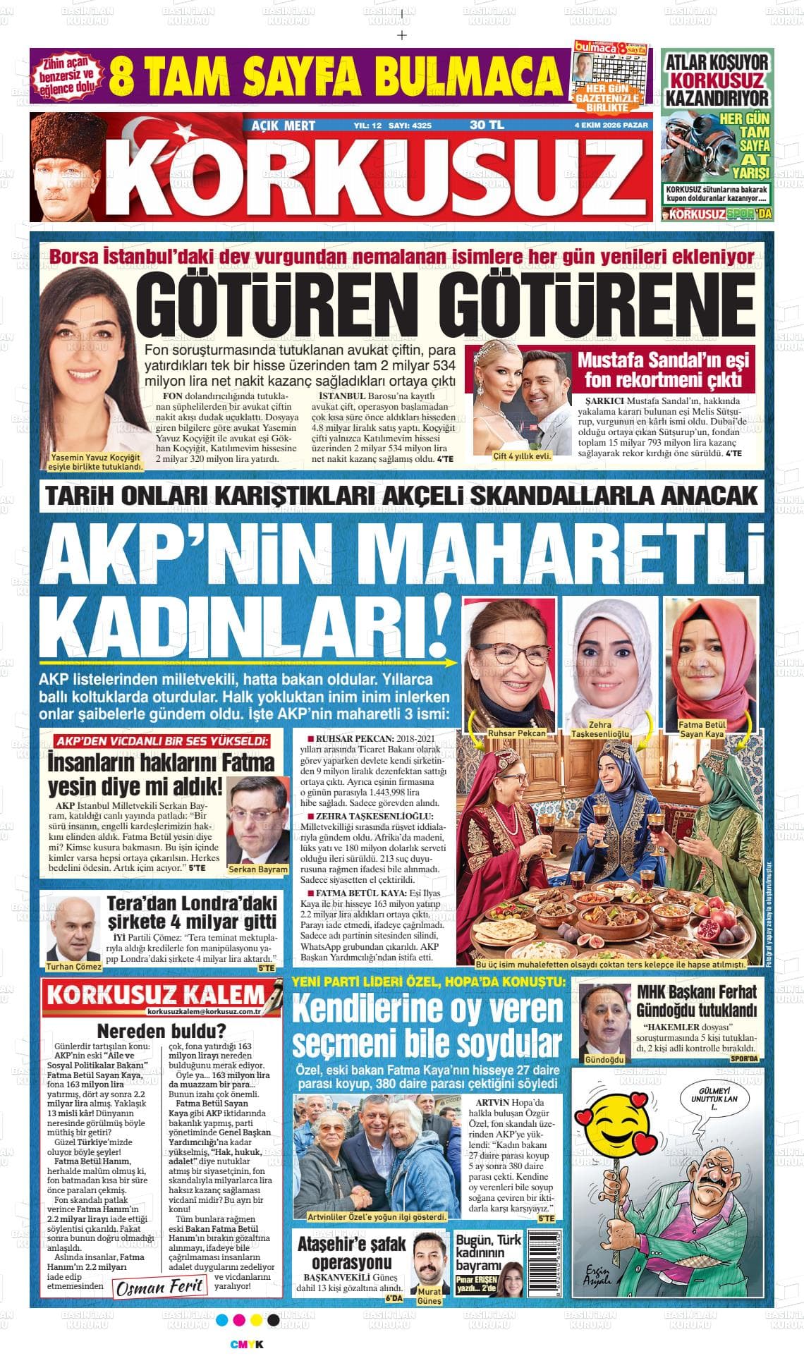 AÇIK MERT KORKUSUZ gazetesi birinci sayfası