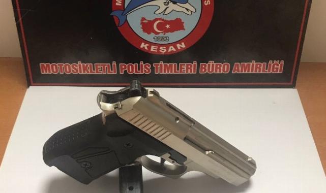 Keşan’da kurusıkı tabanca ele geçirildi