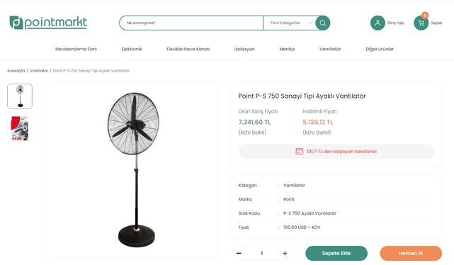 Vantilatör Sanayi Tipi