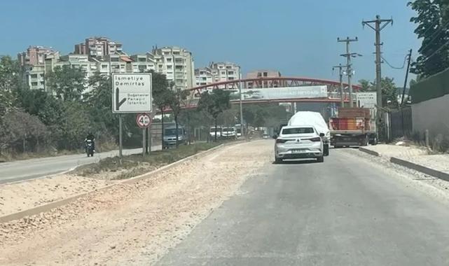 Bursa’da uyarı levhasız yol çalışması sürücüleri isyan ettiriyor