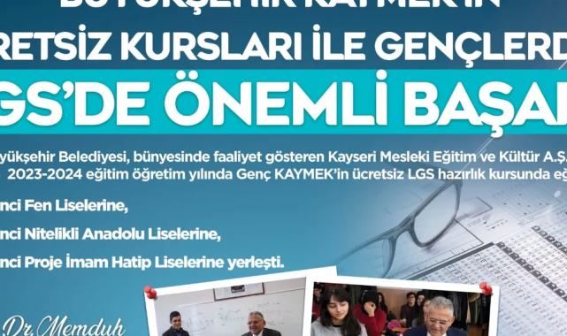 KAYMEK’in ücretsiz kursları ile gençlerden LGS’de önemli başarı