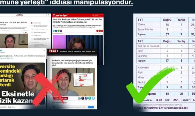 ‘Eksi netle fizik bölümüne yerleşti’ iddiasına İletişim’den yalanlama