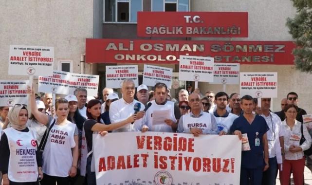 Bursalı tabipler ‘vergide adalet’ için eylemlerini sürdürüyor