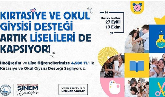 Üsküdar Belediyesi’nin ilköğretim ve lise öğrencilerine kırtasiye ve okul giysisi desteği sürüyor.