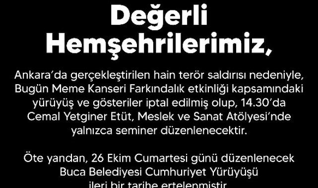 Buca Belediyesi, etkinliklerini iptal etti