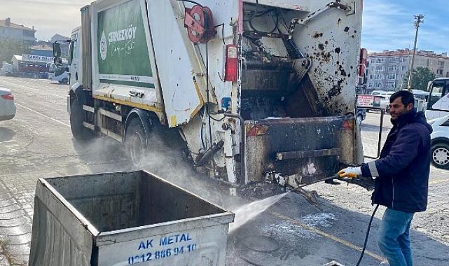 Büyükyoncalı’da çöp konteynerleri dezenfekte edildi