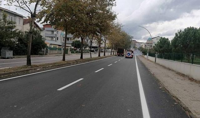 Derince Ertuğrul Gazi Caddesi’nde yol çizgileri çizildi