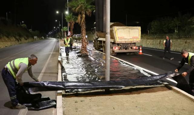 Güzelbahçe Belediyesinden gece mesaisi
