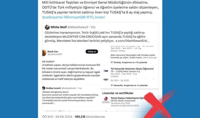 Hain saldırıyla ilgili TUSAŞ’ta staj iddiaları asılsız!