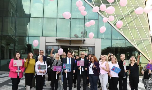Osmangazi’de pembe balonlar meme kanserine farkındalık için uçuruldu