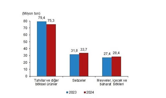 Tüik: Bitkisel üretimin bir önceki yıla göre tarla ürünlerinde azalacağı, meyve ve sebze grubunda ise artacağı tahmin edildi