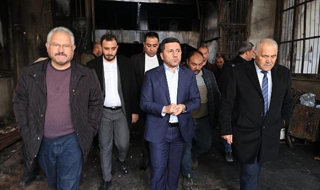 Başkan Arı’dan işyeri yanan esnafa ‘geçmiş olsun’ ziyareti