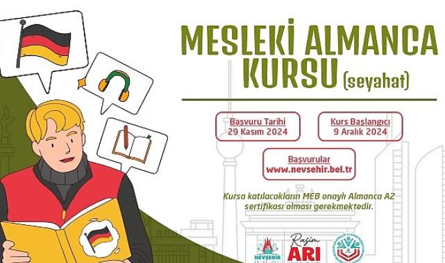 Nevşehir Belediyesi Gençlik ve Spor Hizmetleri Müdürlüğü bünyesinde Seyahat içerikli Mesleki Almanca Kursu açılacak.