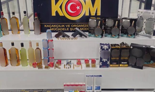 Adıyaman’da kaçak alkol, sigara ve silah ele geçirildi