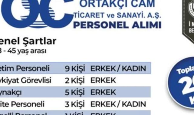 Bursa İnegöl’de Ortakçı Cam 20 Personel Alacak