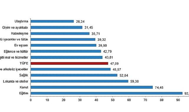 Tüik Tüketici fiyat endeksi (TÜFE) yıllık %47,09, aylık %2,24 arttı