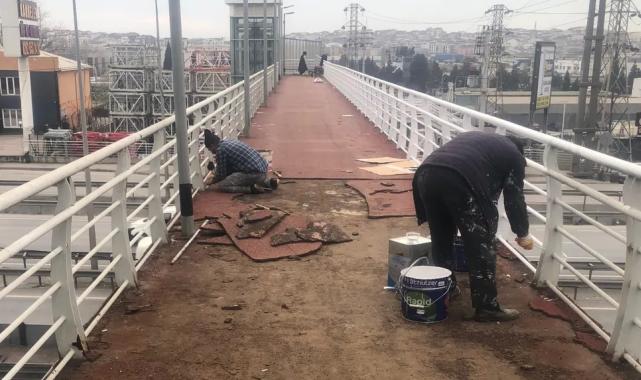 Gebze’deki üst geçidin bakımında sona rötuşlar