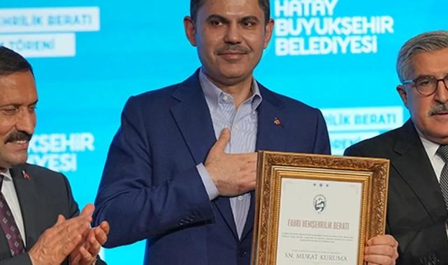 Hatay’dan Bakan Kurum’a hemşehrilik beratı
