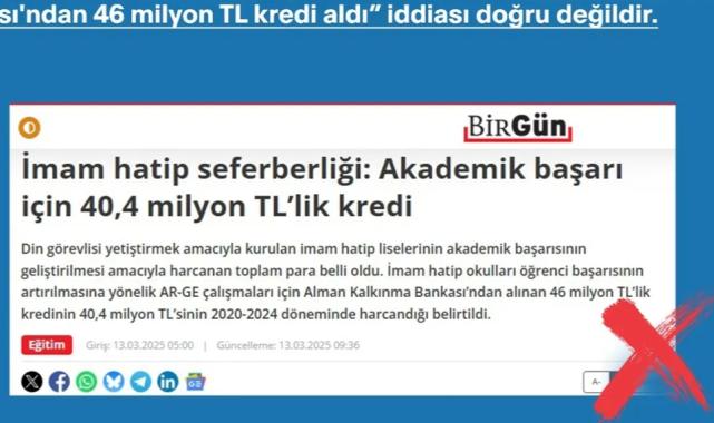 İmam Hatipler’in başarısı için kredi iddiaları asılsız!