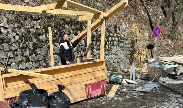 Sümela çevresindeki seyyar tezgahlar kaldırıldı