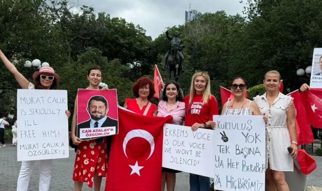 New York’ta İmamoğlu ve tutuklu isimlere protesto