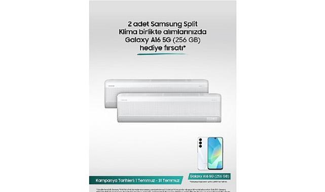 Samsung Split Klimalarda 2’li alımda Galaxy A16 5G telefon hediye fırsatı!