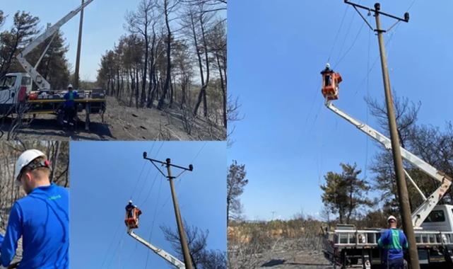 Enerji hatları yangının ardından yeniden onarılıyor