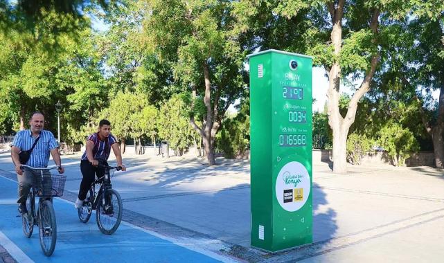 Konya Büyükşehir’in yapay zeka destekli bisiklet sayaçları devrede