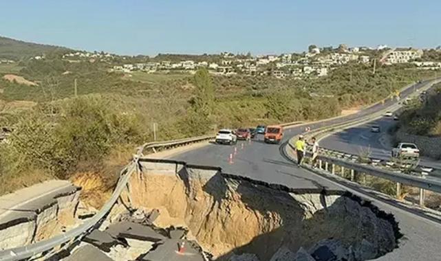 Kuşadası-Söke karayolu çöktü