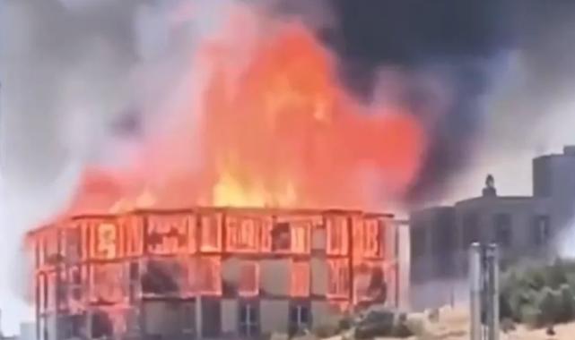 Lojman inşaatında yangın dehşeti