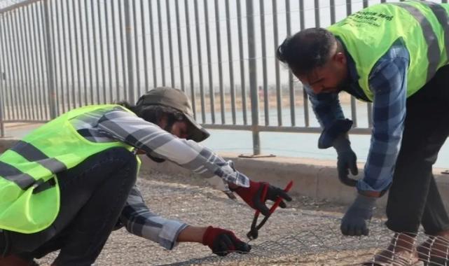 Sulama kanalında can güvenliği için tel örgü önlemi