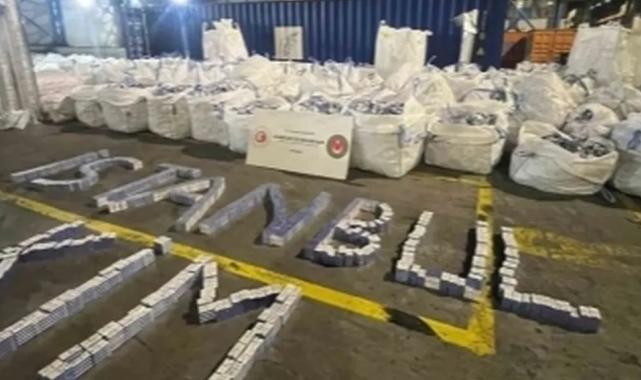 Ambarlı Limanı’nda 94 milyon TL’lik kaçak sigara operasyonu… Tamamı imha edildi