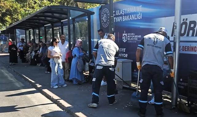 Kocaeli Büyükşehir’le duraklar temiz ve bakımlı