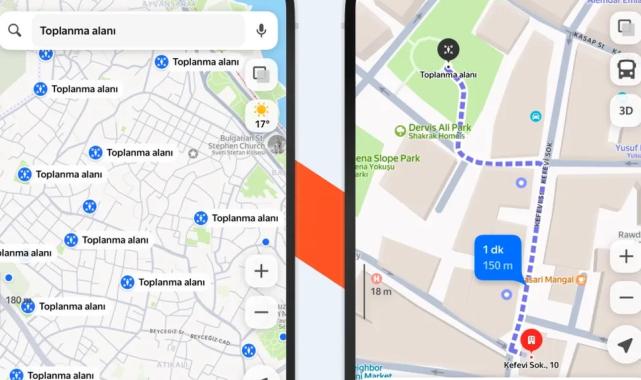 Deprem toplanma alanları Yandex’e eklendi