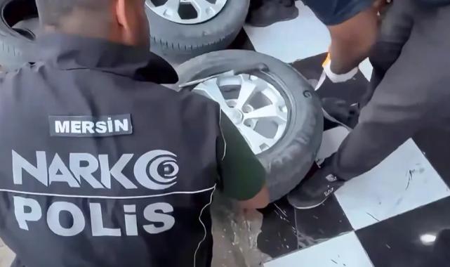 Mersin’de lastiklere gizlenmiş kilolarca eroin ele geçirildi