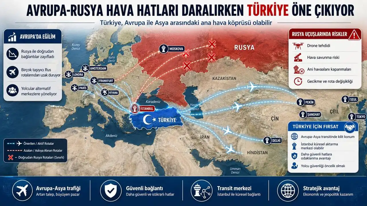 Türkiye Rusya uçuşlarını durdurarak Avrupa ile Asya arasındaki konumunu güçlendirebilir