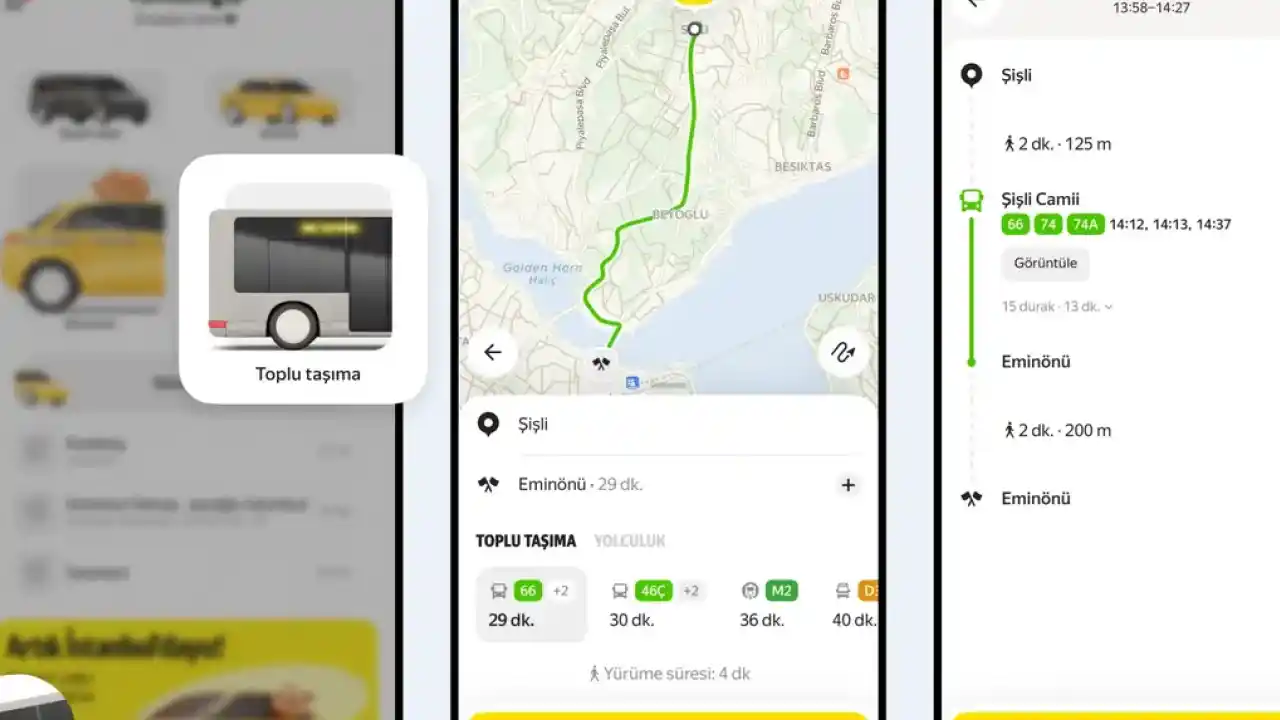 Yandex Go’ya toplu taşıma planlama özelliği