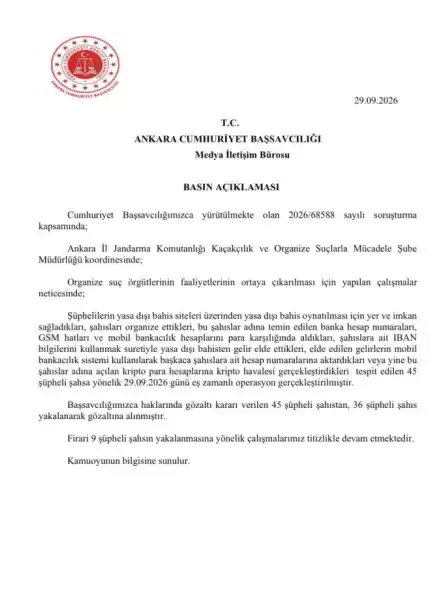Ankara merkezli yasa dışı bahis operasyonunda 36 gözaltı